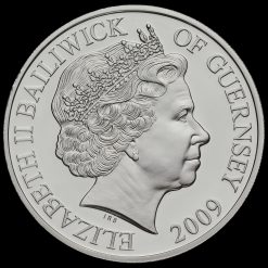 2009 Guernsey Mary Rose Silver Proof Five Pounds Coin Obverse