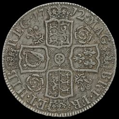 1712 Queen Anne Early Milled Silver Half Crown Reverse