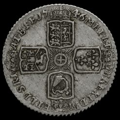 1746 George II Early Milled Silver Lima Sixpence Reverse