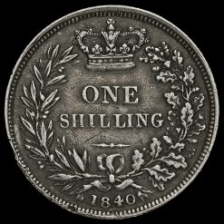 1840 Queen Victoria Young Head Silver Shilling Reverse