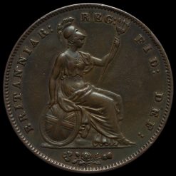 1858 Queen Victoria Young Head Copper Penny Reverse