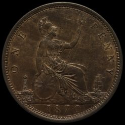 1870 Queen Victoria Bun Head Penny Reverse