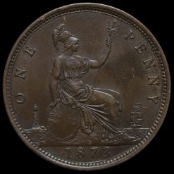 1873 Queen Victoria Bun Head Penny Reverse
