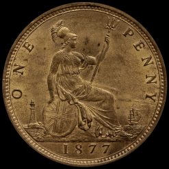1877 Queen Victoria Bun Head Penny Reverse