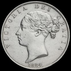 1884 Queen Victoria Young Head Silver Half Crown Obverse