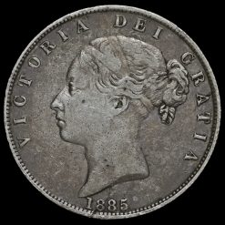 1885 Queen Victoria Young Head Silver Half Crown Obverse