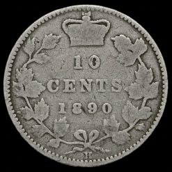 Canada 1890 H Queen Victoria Silver 10 Cents Reverse