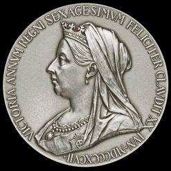 1897 Queen Victoria Official Diamond Jubilee Large Silver Medal Obverse