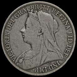 1899 Queen Victoria Veiled Head Silver LXII Crown Obverse