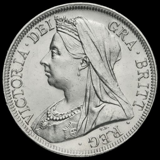1901 Queen Victoria Veiled Head Silver Half Crown Obverse