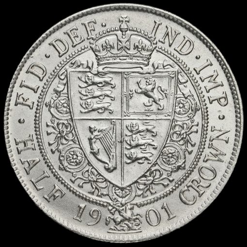 1901 Queen Victoria Veiled Head Silver Half Crown Reverse
