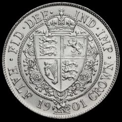 1901 Queen Victoria Veiled Head Silver Half Crown Reverse