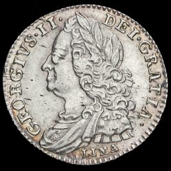 1746 George II Early Milled Silver Lima Sixpence Obverse