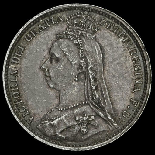 1887 Queen Victoria Jubilee Head Silver Sixpence Obverse