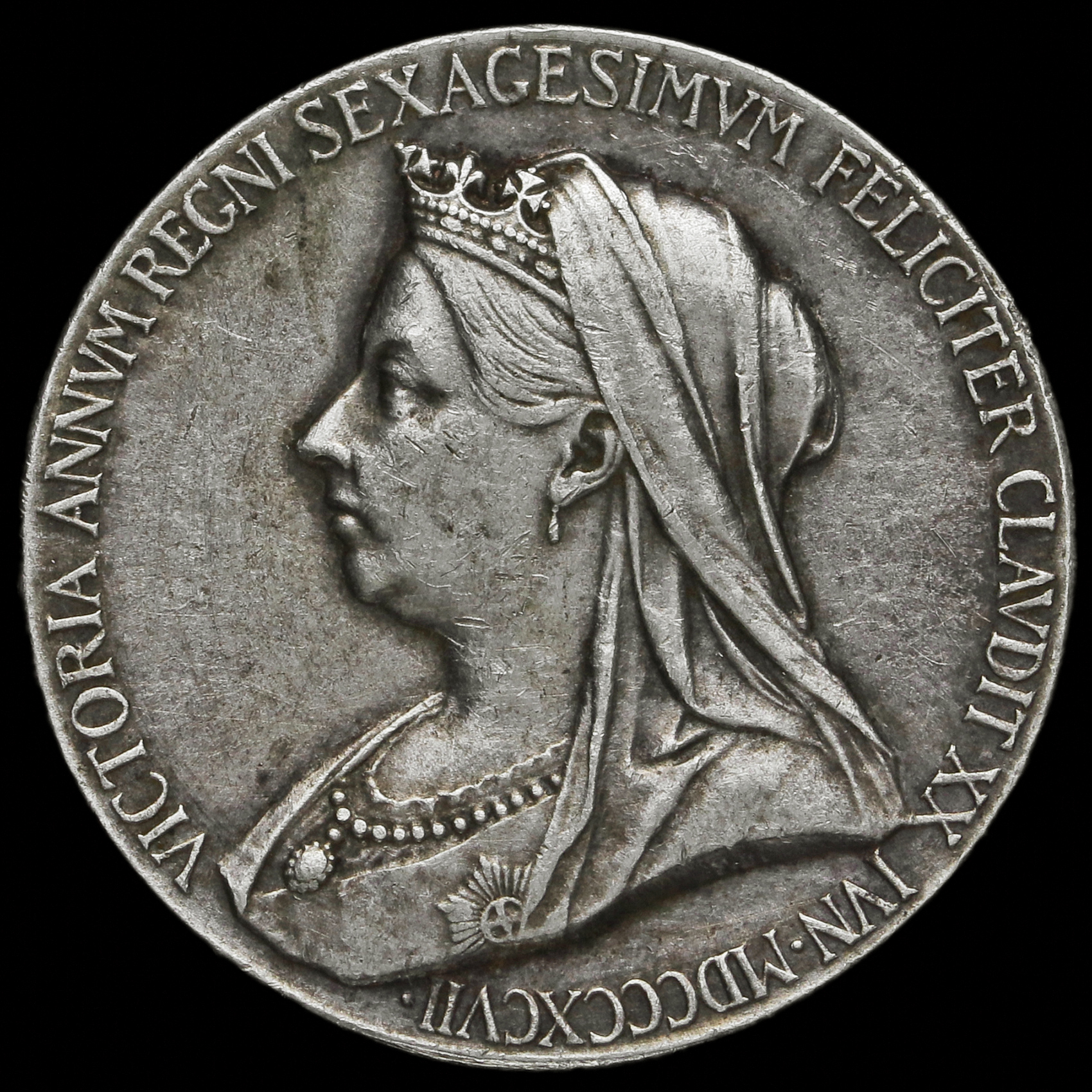 1897 Queen Victoria Official Diamond Jubilee Silver Medal Obverse