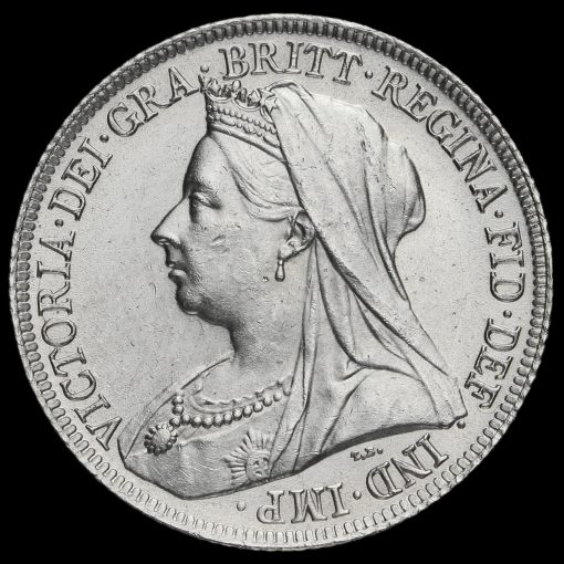 1897 Queen Victoria Veiled Head Silver Shilling Obverse