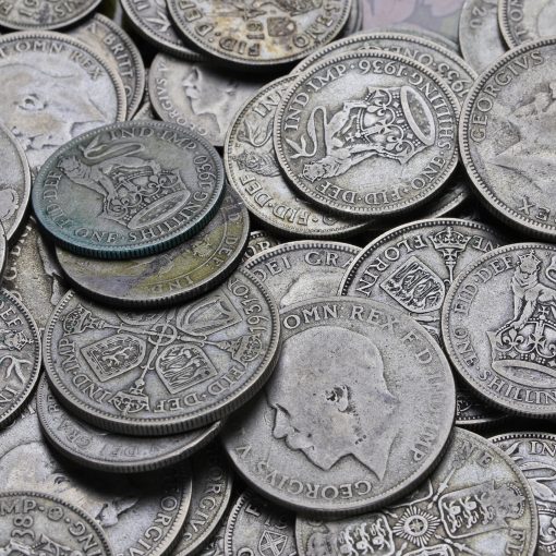 500 grams of Circulated Pre 1947 British .500 Silver Bullion Investment Coins - Image 4