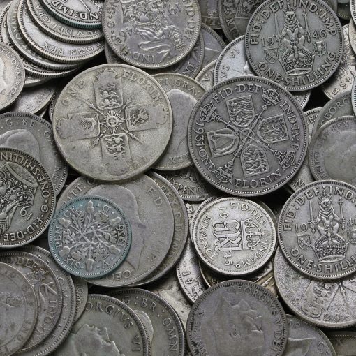 500 grams of Circulated Pre 1947 British .500 Silver Bullion Investment Coins - Image 2