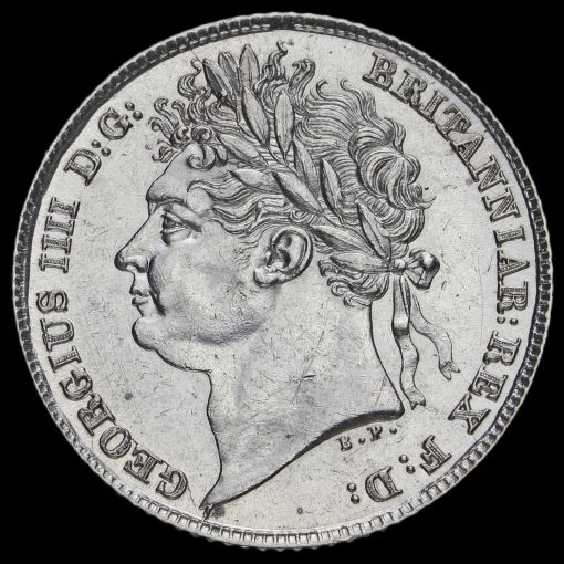 1824 George IV Milled Silver Sixpence Obverse