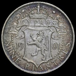 Cyprus 1901 Queen Victoria Silver 9 Piastres Reverse