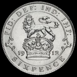 1912 George V Silver Sixpence Reverse