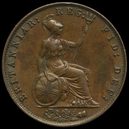 1859 Queen Victoria Young Head Copper Halfpenny Reverse