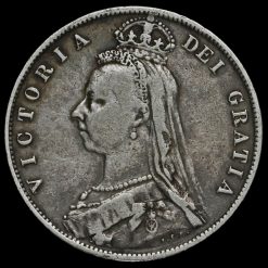 1888 Queen Victoria Jubilee Head Silver Half Crown Obverse