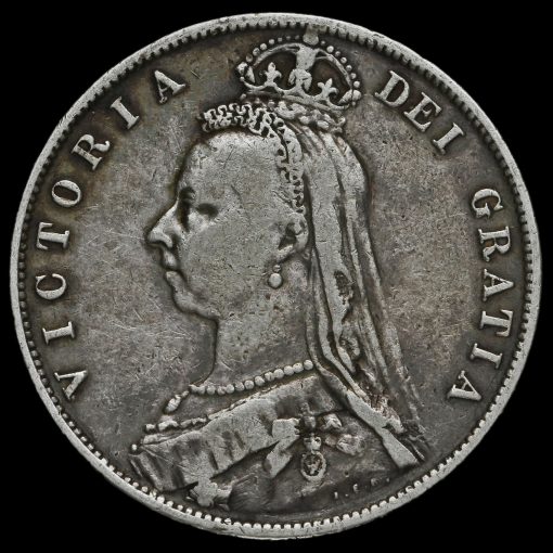 1888 Queen Victoria Jubilee Head Silver Half Crown Obverse