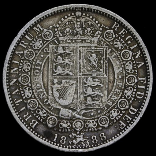 1888 Queen Victoria Jubilee Head Silver Half Crown Reverse