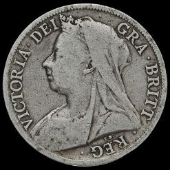 1894 Queen Victoria Veiled Head Silver Half Crown Obverse