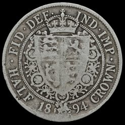 1894 Queen Victoria Veiled Head Silver Half Crown Reverse