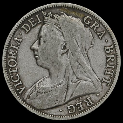 1897 Queen Victoria Veiled Head Silver Half Crown Obverse