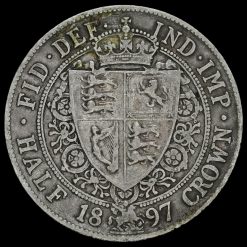 1897 Queen Victoria Veiled Head Silver Half Crown Reverse