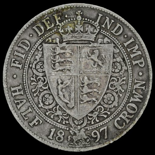 1897 Queen Victoria Veiled Head Silver Half Crown Reverse