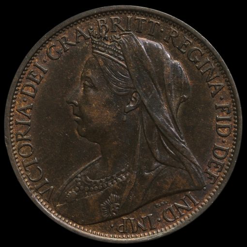 1899 Queen Victoria Veiled Head Penny Obverse