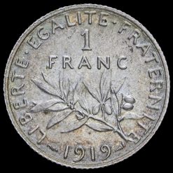 France 1919 Silver 1 Franc Reverse