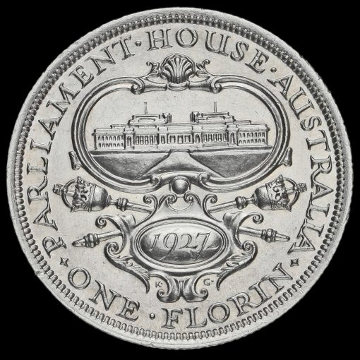 Australia 1927 George V Parliament House Silver Florin Reverse