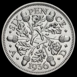 1936 George V Silver Sixpence Reverse