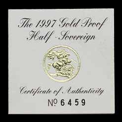 1997 Elizabeth II 22ct Gold Proof Half Sovereign COA