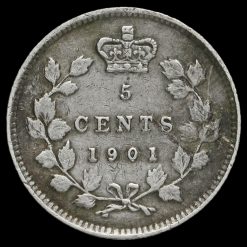 Canada 1901 Queen Victoria Silver 5 Cents Reverse