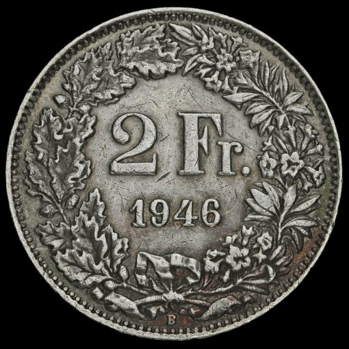 Switzerland 1946 Silver 2 Francs Reverse