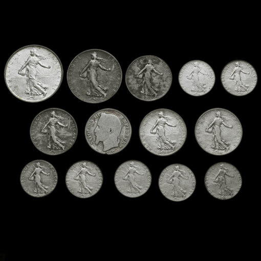 14 x Assorted French .835 Silver Coins Obverse