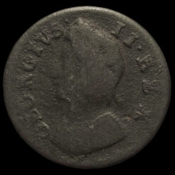 1739 George II Early Milled Copper Farthing Obverse