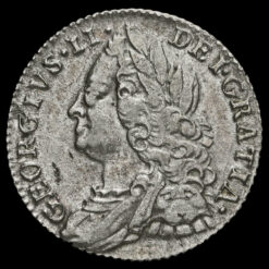 1757 George II Early Milled Silver Sixpence Obverse