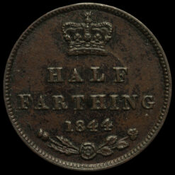 1844 Queen Victoria Young Head Half Farthing Reverse