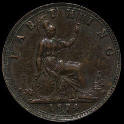 1874 H Queen Victoria Bun Head Farthing Reverse