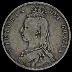 1889 Queen Victoria Jubilee Head Silver Half Crown Obverse