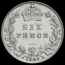1897 Queen Victoria Veiled Head Silver Sixpence Reverse