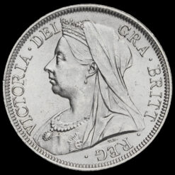 1899 Queen Victoria Veiled Head Silver Half Crown Obverse