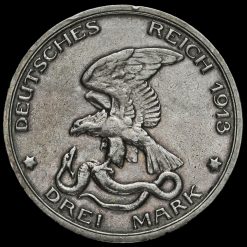 German States, Prussia 1913 Wilhelm II Silver 3 Mark Obverse